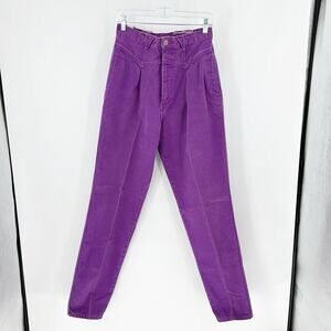 Vintage Wrangler high waisted pleated denim purple jeans 80s western size 11